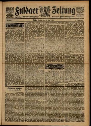 Erste Ausgabe vom Montag, den 25. Mai 1903.