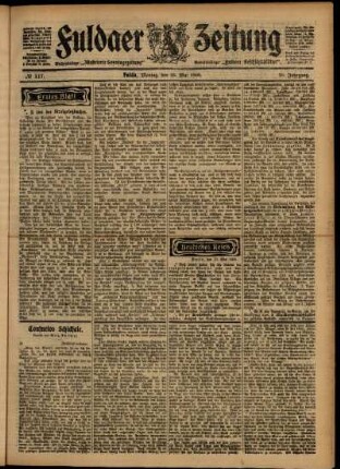 Erste Ausgabe vom Montag, den 25. Mai 1903.