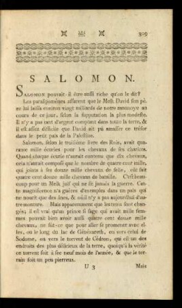 Salomon. - Superstition.