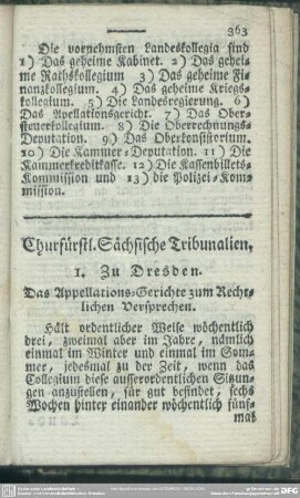 Churfürstl. Sächsische Tribunalien