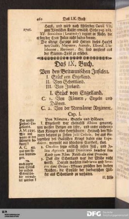 Das IX. Buch. Von den Britannischen Insulen.