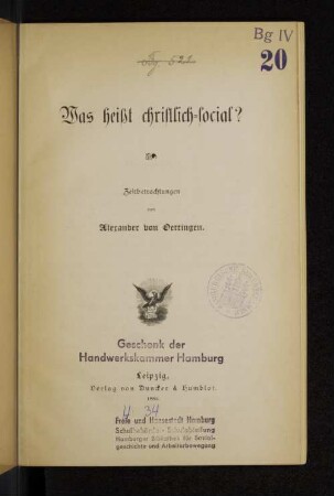 Was heißt christlich-social? : Zeitbetrachtungen