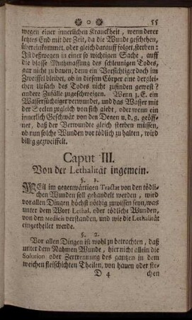 Caput III. Von der Lethalität ingemein.
