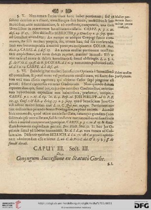 Sect. III: De Conjugum Successione ex Statuto Gorlic.