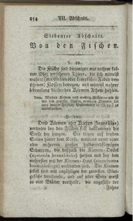 Siebenter Abschnitt. Von den Fischen.