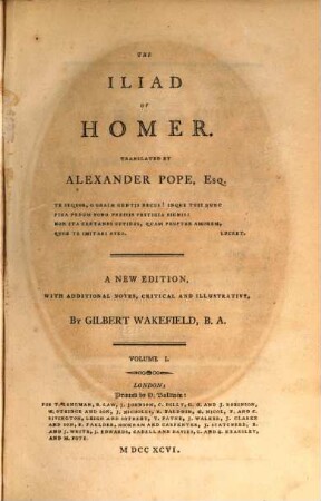 The Iliad Of Homer, 1