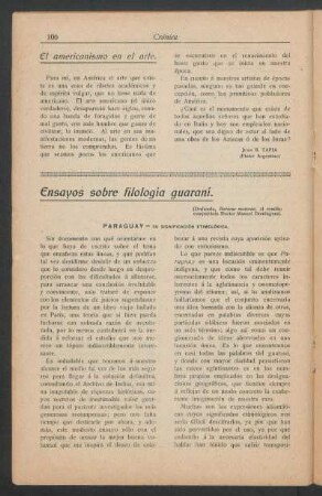 El americanismo en el arte.