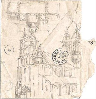Schmidt, Heinrich von; München; St. Maximilian - Teilgrundriss, Perspektive