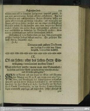 IX. [Bedencken, In Materia Feudali]