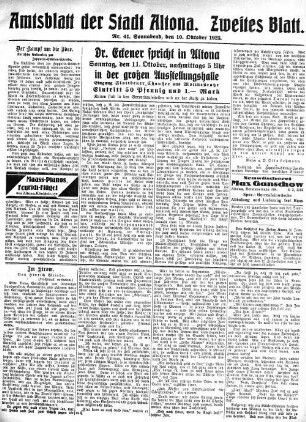 Nummer 41. Zweites Blatt. : Sonnabend, den 10. Oktober 1925