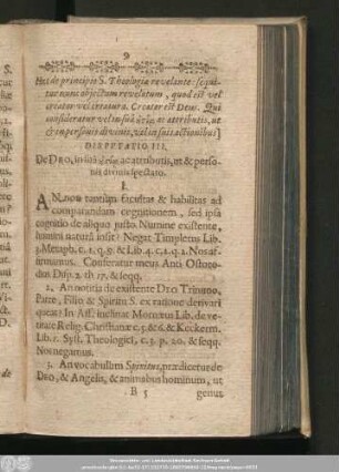 Disputatio III. De Deo, in suâ [...] acattributis, ut & perfonis divinis spectato.