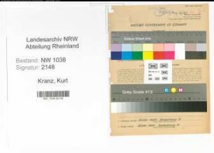 Entnazifizierung Kurt Kranz , geb. 26.09.1901 (Bahnbeamter)