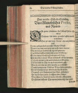 Dat veerde Schertz-Gedichte. Van Almodischer Poesie, und Rymen.