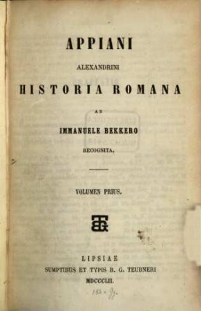 Appiani Alexandrini Historia Romana. 1
