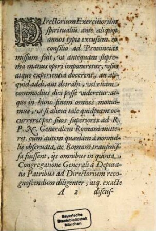 Directorium exercitiorum spiritualium B. R. N. Ignatii