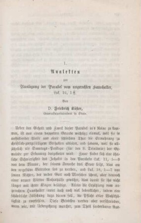 725-734 Analekten zur Auslegung der Parabel vom ungerechten Haushalter Luk 16,1ff.