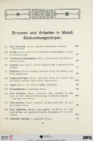 Bronzen und Arbeiten in Metall, Beleuchtungskörper (Nr. 287-347)
