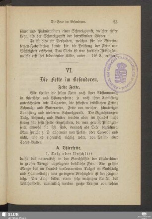 VI. Die Fette im Besonderen