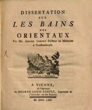 Dissertation Sur Les Bains Des Orientaux