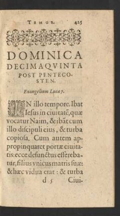 Dominica Decimaquinta Post Pentecosten.