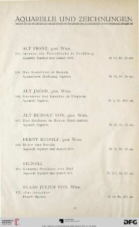 Aquarelle und Zeichnungen (Nr. 164-205)