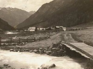 Stubaier Alpen : Tirol. Stubaier Alpen. Blick über den Fischbach zum Ort Gries im Ötztal