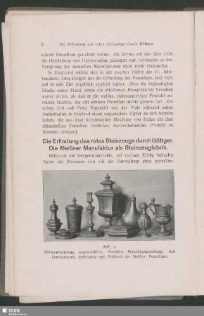 Die Erfindung des roten Steinzeugs durch Böttger. Die Meißner Manufaktur als Steinzeugfabrik