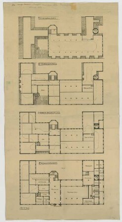 Fischer, Theodor; Stuttgart; Ethnographisches Museum - Grundriss EG, Grundriss 1. OG, Grundriss 2. OG, Grundriss DG