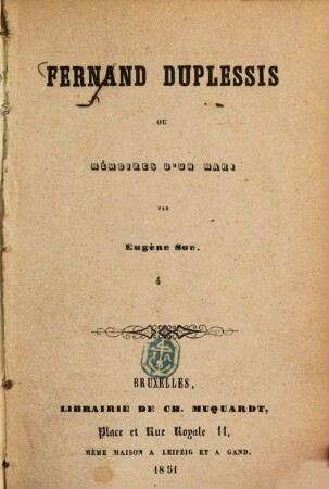 Fernand Duplessis ou mémoires d'un mari : Par Eugène Sue, 4