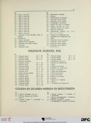 Gouden en zilveren werken en bijouterieën (Nr. 461-495)