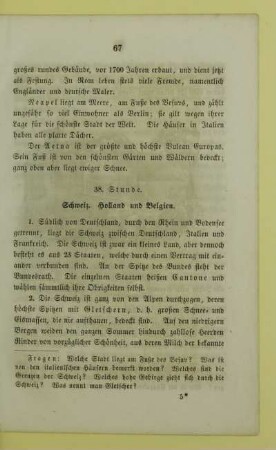 38. Stunde. Schweiz. Holland und Belgien