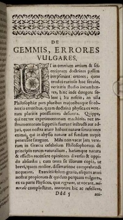 De Gemmis, Errores Vulgares.
