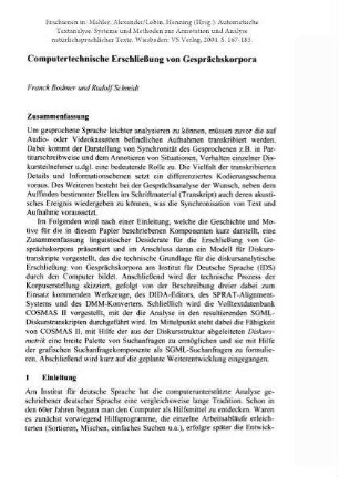 Computertechnische Erschließung von Gesprächskorpora