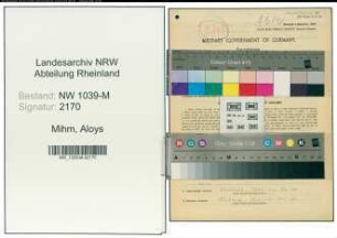 Entnazifizierung Aloys Mihm , geb. 14.07.1902 (Angestellter)
