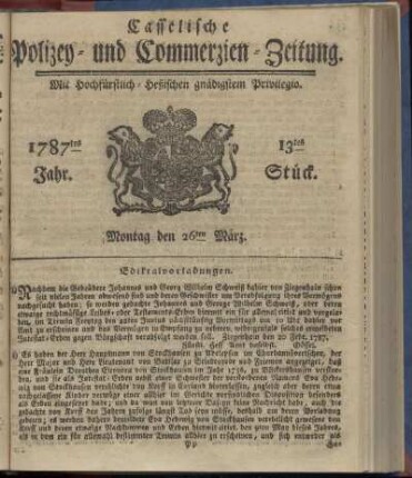 13tes Stueck, Montag den 26ten Maerz. 1787