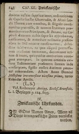 IV. Zwickauische Uhrkunden.