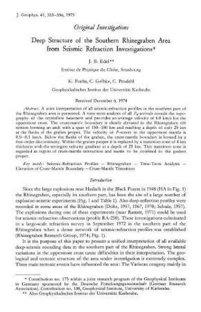 Deep structure of the southern Rhinegraben area from seismic refraction investigations