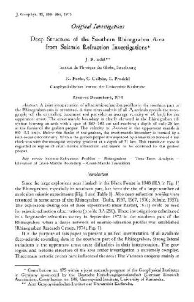 Deep structure of the southern Rhinegraben area from seismic refraction investigations