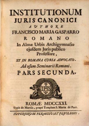 Institutionum Juris Canonici P. ..., 2