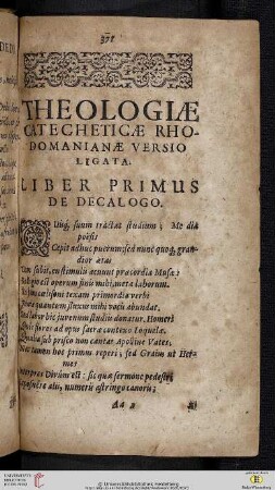 Theologiae catecheticae rhodomanianae versio ligata