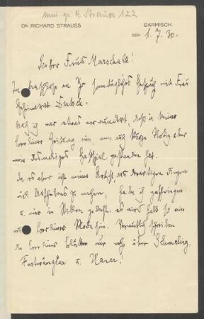 Brief an Max Marschalk : 01.07.1930