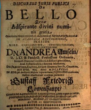 Discursus iur. publ. de bello