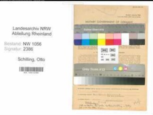 Entnazifizierung Otto Schilling , geb. 06.08.1901 (Justizbeamter)