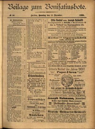 Zweite Ausgabe vom Sonntag, den 10. Dezember 1899.