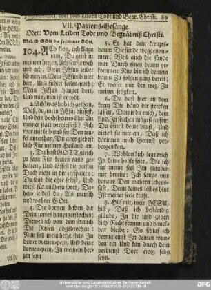 VII. Paßions-Gesänge. Oder: Vom Leiden Tode und Begräbniß Christi.
