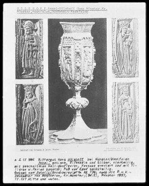 Kelch mit Darstellungen von Maria mit dem Christuskind, der Heiligen Katharina und zwei weiteren Heiligen (?)