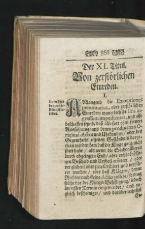 Der XI. Titul. Von zerstörlichen Einreden.