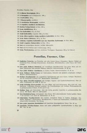 Porzellan, Fayence, Glas (Nr. 189-225)
