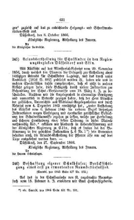 Beschaffung eigener Schulhäuser; Berücksichtigung eines erst zu erwartenden Raumbedürfnisses : [V. Elementarschulwesen]