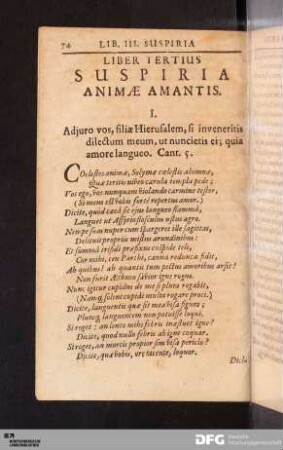 Liber Tertius Suspiria Animæ Amantis.